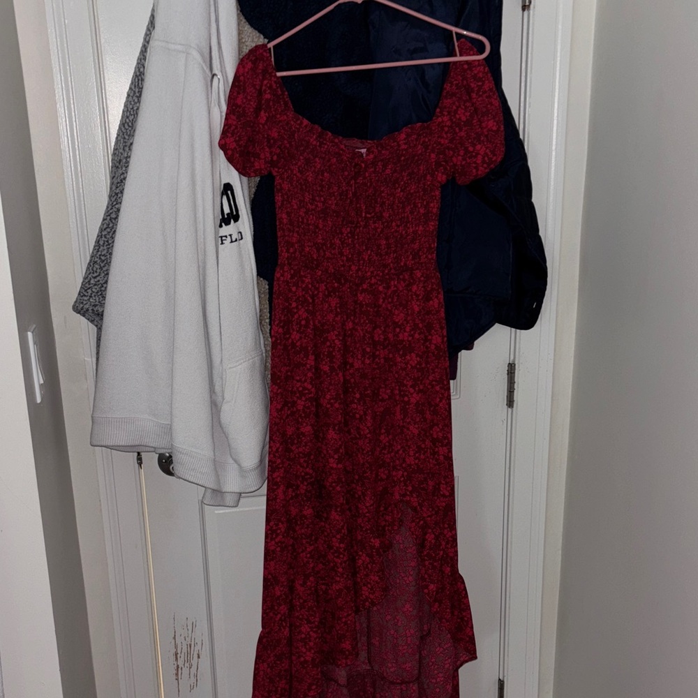 Francesca's Collections Red Floral Maxi Dress
